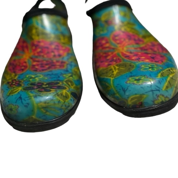 Sloggers Floral Rain Shoes Size 10 Waterproof Slip On Rubber Gardening Shoes - Picture 3 of 13